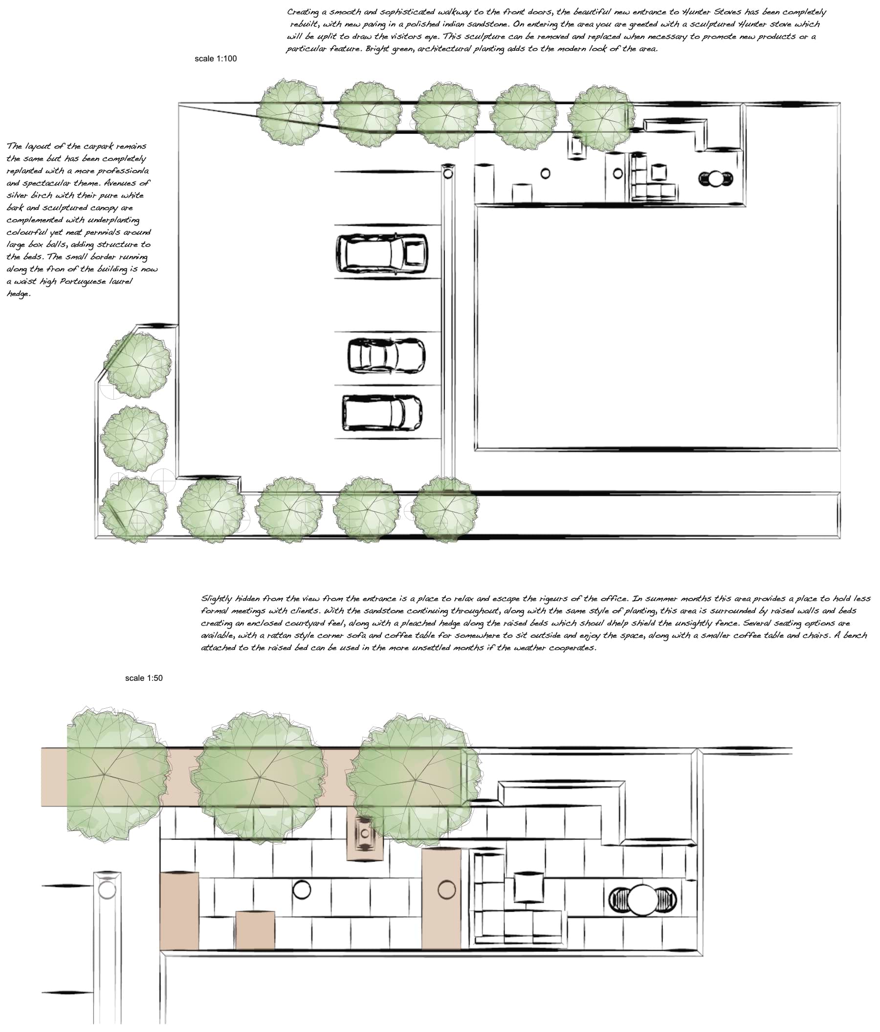 Exeter Garden Designer Edd Grimes outine sketch Garden, Exeter, Devon - Edward Grimes Garden Design
