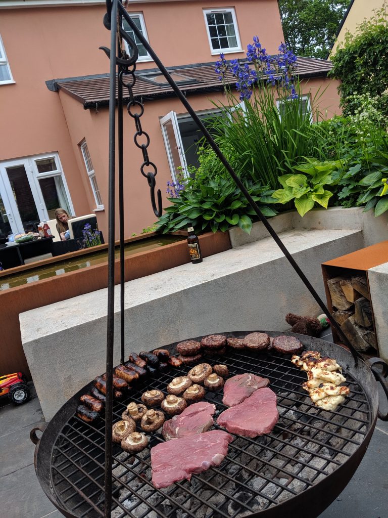 Edward Grimes Garden Design Gardener Broadclyst, Exeter in Devon - Barbeque in Garden-min