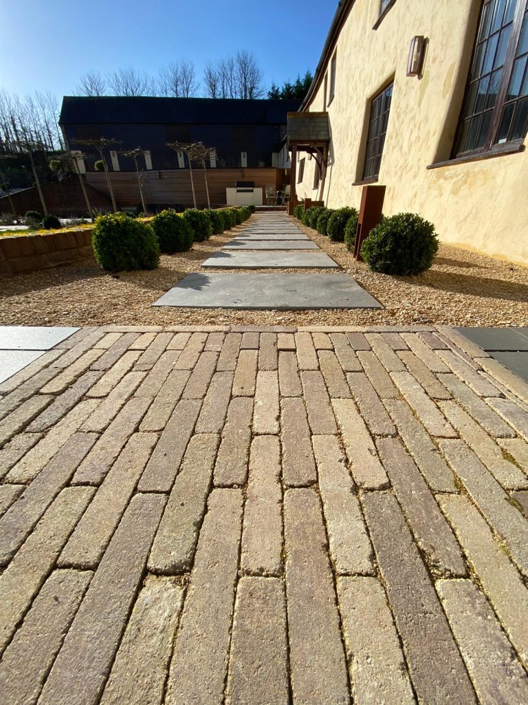 Edward Grimes Garden Designer - Garden in Silverton, Exeter in Devon - Path with shrubs